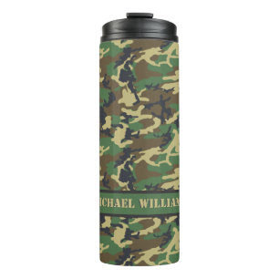 Woodland Militairy Camo Print - Personalized Thermal Tumbler