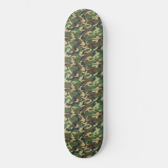 Woodland Militairy Camo Print Skateboard (Front)