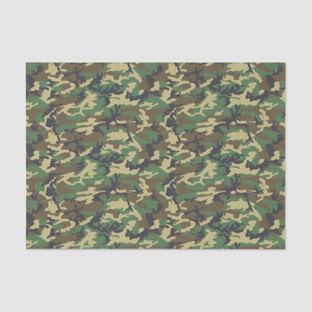 Woodland Militairy Camo Print Tissue Paper (Front)