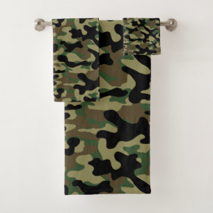 Woodland Military Camouflage Pattern Bath Towel Set