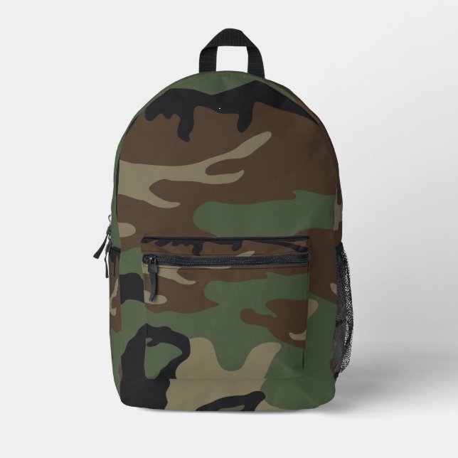 Woodland Military Camouflage Pattern Printed Backpack (Front)