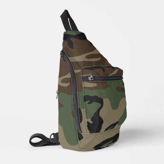 Woodland Military Camouflage Pattern Sling Bag (Left Corner)