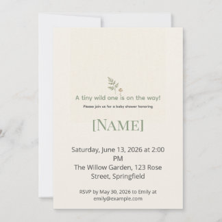 Woodland Minimal Baby Shower, Editable Invitation