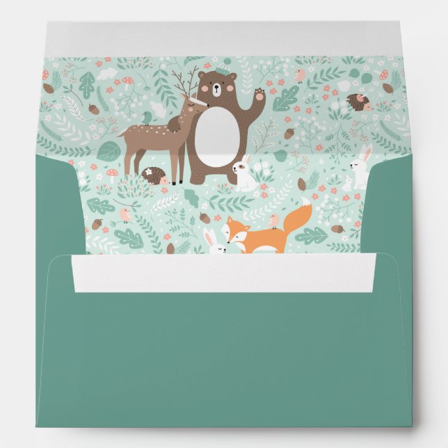 Woodland Mint and Orange Baby Shower Envelopes (Back (Bottom))