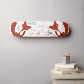 Woodland Modern Fox Arrows Acorn Leaf Pattern Skateboard Deck