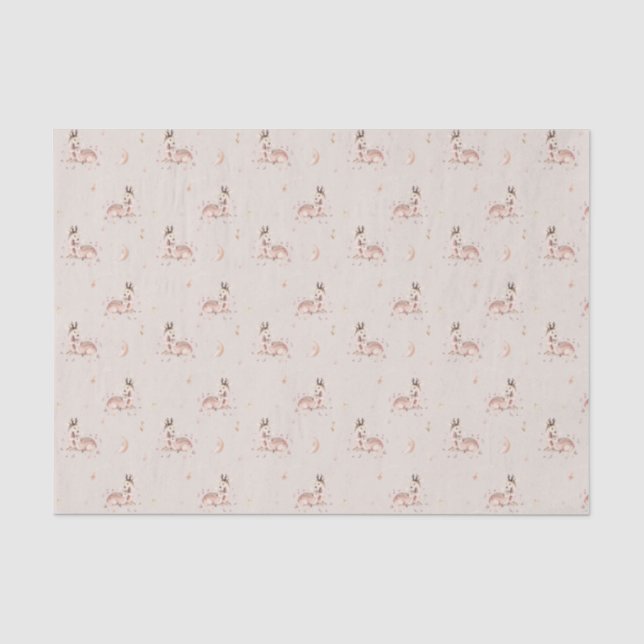 Woodland Mommy and Baby Deer Pattern Baby Shower Tissue Paper (Front)