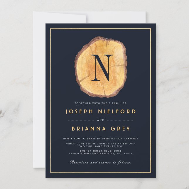 Woodland Monogram | Wedding Invitations (Front)