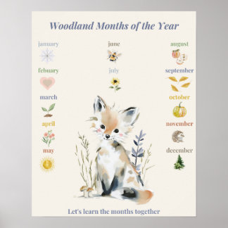 Woodland Months of the Year Poster