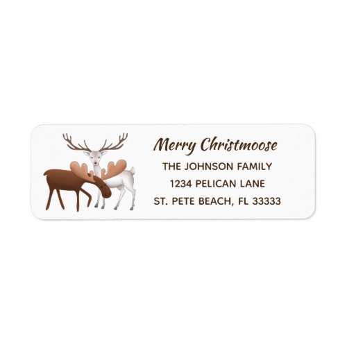 Woodland Moose and Deer Merry Christmoose Label