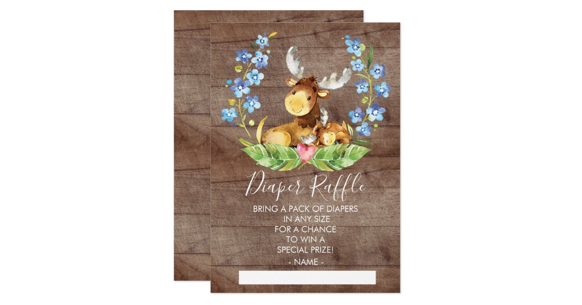 Woodland Moose Baby Shower Diaper Raffle Ticket Invitation | Zazzle.com