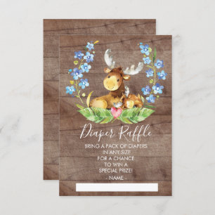 Woodland Moose Baby Shower Diaper Raffle Ticket Invitation