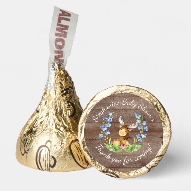 Woodland Moose Boys Baby Shower Hershey®'s Kisses® (Front)