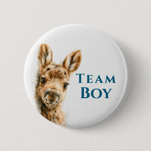 Woodland Moose Team Boy Baby Shower Button
