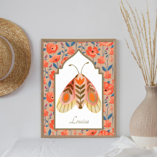 Woodland Moth Earthy Floral Custom Wall Art