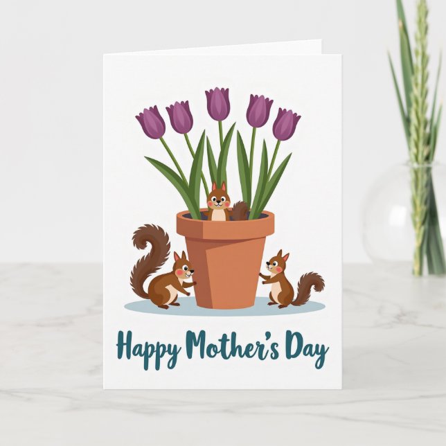 Woodland Mothers Day Floral Card (Front)