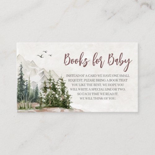 Woodland Mountain Baby Shower Books for Baby Enclosure Card