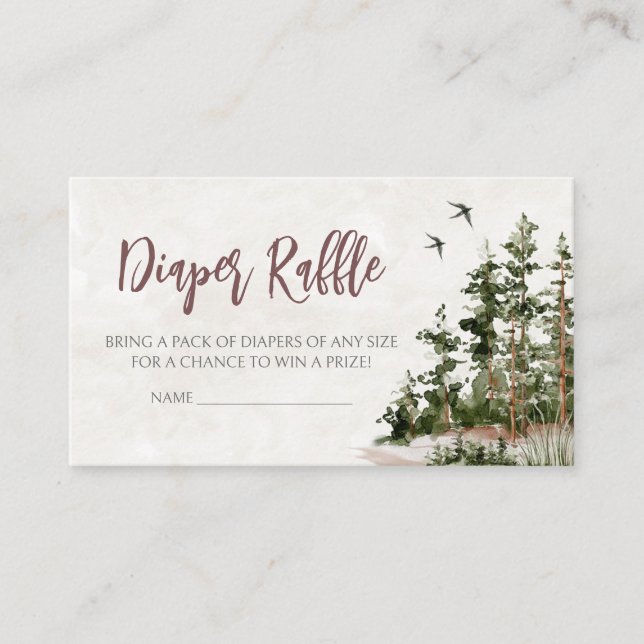 Woodland Mountain Baby Shower Diaper Raffle Enclosure Card (Front)