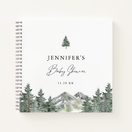 Woodland Mountain Baby Shower Guestbook  Notebook