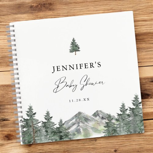 Woodland Mountain Baby Shower Guestbook  Notebook