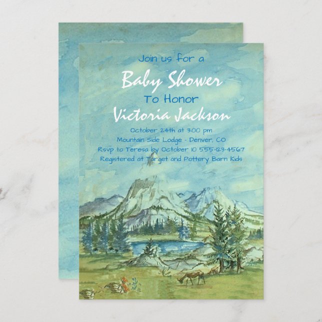 Woodland Mountain Baby Shower Invitation (Front/Back)