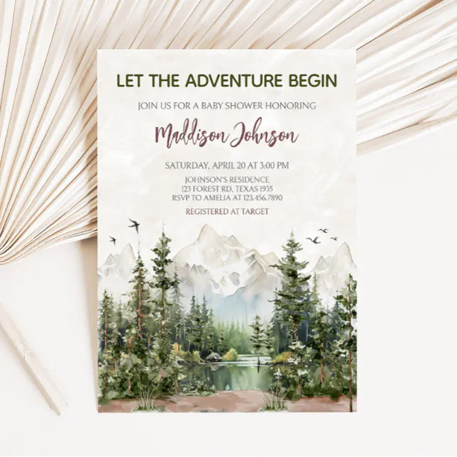 Woodland Mountain Baby Shower Invitation | Zazzle