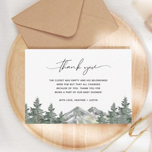 Woodland Mountain Baby Shower Thank You Cards