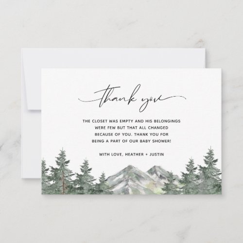 Woodland Mountain Baby Shower Thank You Cards