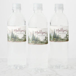 Woodland Mountain Baby Shower Water Bottle Label