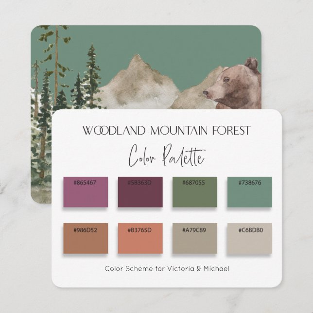 Woodland Mountain Forest Color Palette Card | Zazzle