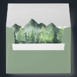 Woodland Mountain Forest Sage Green Return Address Envelope<br><div class="desc">Chic solid color sage green 5x7 envelope with return address on back flap. Envelope is lined with rustic watercolor forest trees and mountain range landscape.</div>
