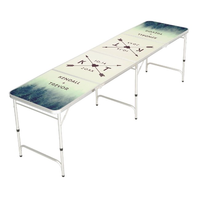 Woodland Mountain Wedding Beer Pong Table (Angled)