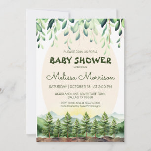 Woodland Mountains Baby Boy Shower Invitation