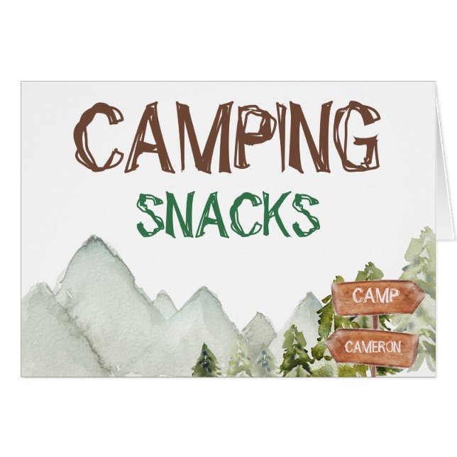 Woodland Mountains Camping Snack Birthday Sign  (Front Horizontal)
