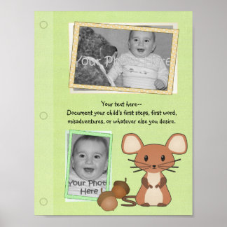 Woodland Mouse Baby Book Page Poster
