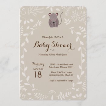 Woodland Mouse Baby Shower Invitation by LaurEvansDesign at Zazzle