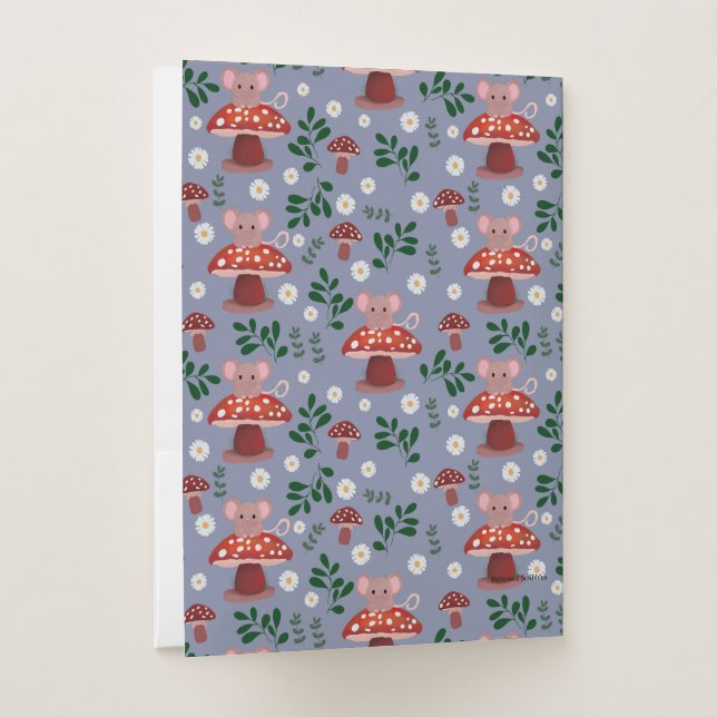 Woodland Mouse & Mushroom Nature Theme Pocket Folder (Back)