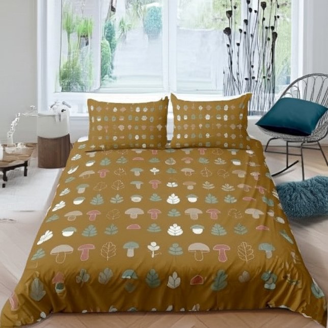 Woodland Mushroom & Acorn Pattern Bedding Duvet Cover (Creator Uploaded)
