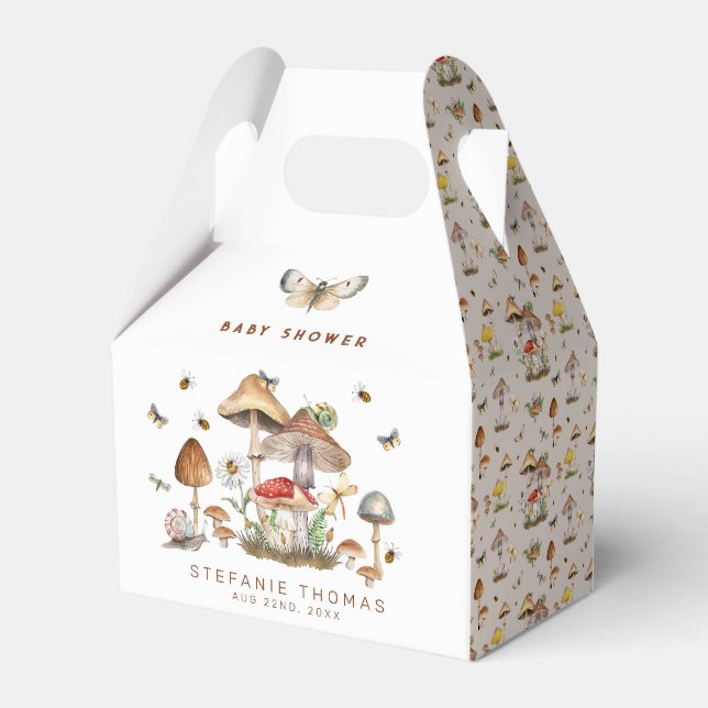 Woodland Mushroom Baby Shower Favor Boxes with Ins (Back Side)