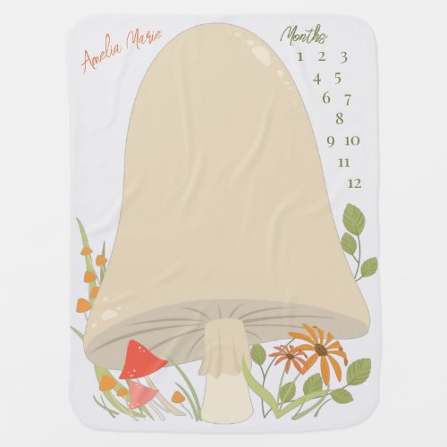 Woodland Mushroom Baby Shower Milestone Blanket
