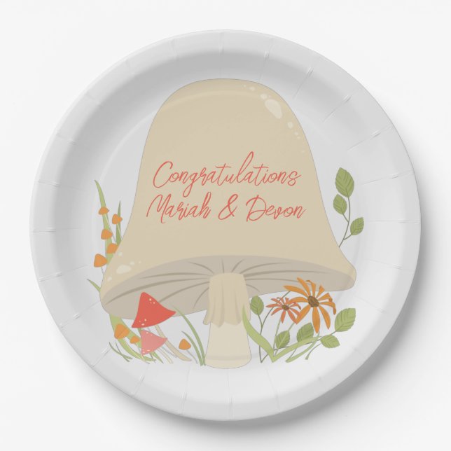 Woodland Mushroom Baby Shower  Paper Plates (Front)