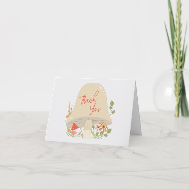 Woodland Mushroom Baby Shower Thank You Card (Front)