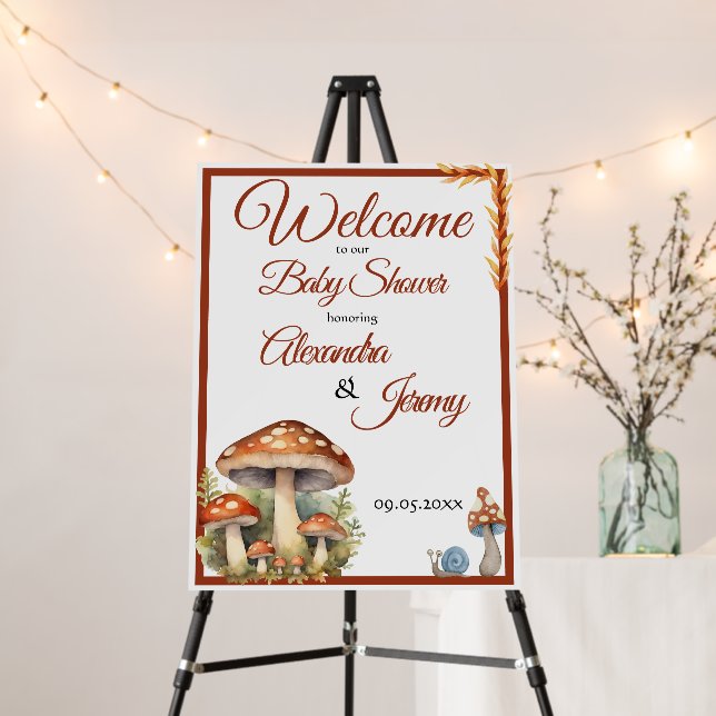 Woodland Mushroom Baby Shower Welcome Foam Board (In Situ (Stand))