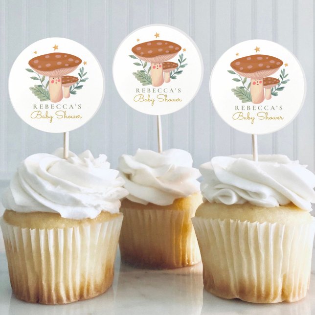 Woodland mushroom Birthday Favor  Classic Round Sticker (Creator Uploaded)