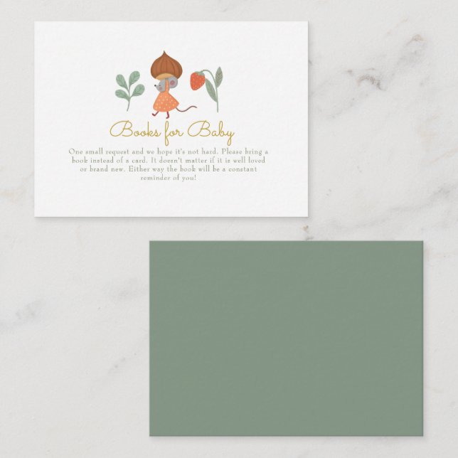 Woodland mushroom Books for Baby Enclosure Card (Front/Back)