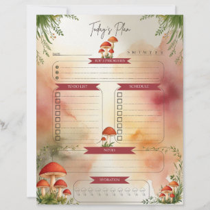 Woodland Mushroom Daily Planner Page