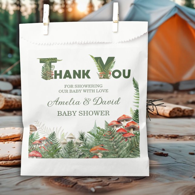 Woodland Mushroom & Fern Baby Shower Thank You Favor Bag (Creator Uploaded)