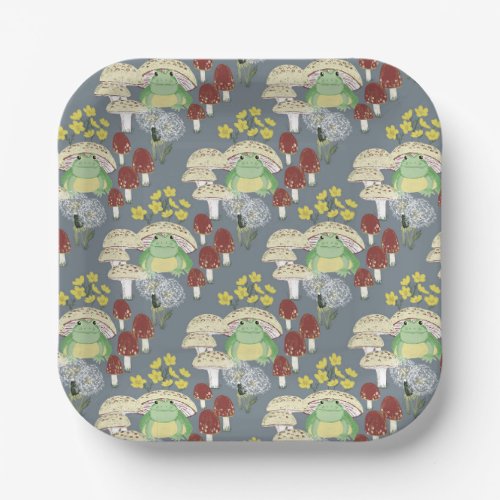 Woodland Mushroom Frogs Hop Couture Paper Plates