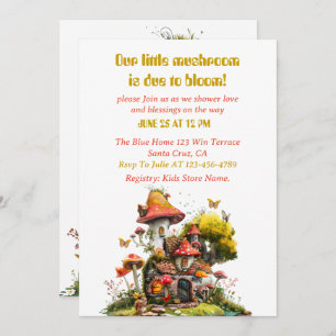 Woodland Mushroom House Baby Shower Invitation