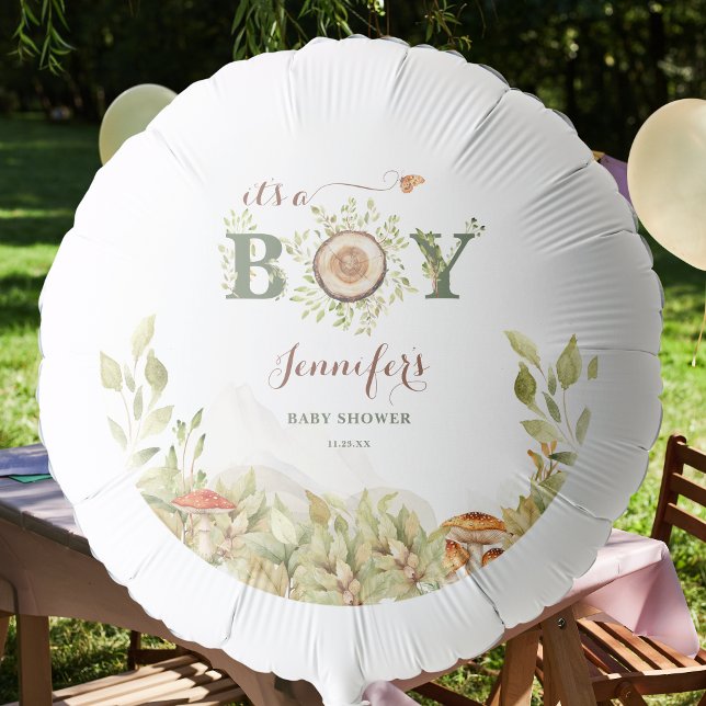 Woodland Mushroom It's a Boy Baby Shower Balloon (Creator Uploaded)