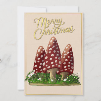 Woodland Mushroom Merry Christmas Greeting Card